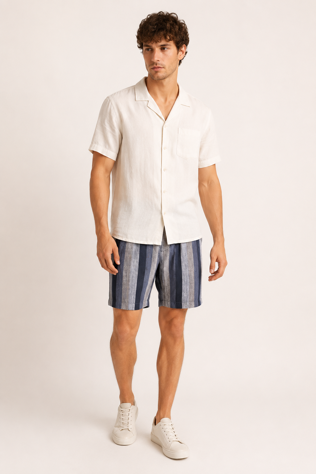 Herren Leinen Bermudashorts gerade geschnitten atmungsaktiv - Falko