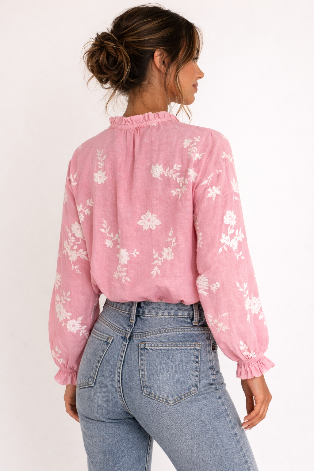 Damenbluse mit weiten Ärmeln und Blumendruck - Heidi