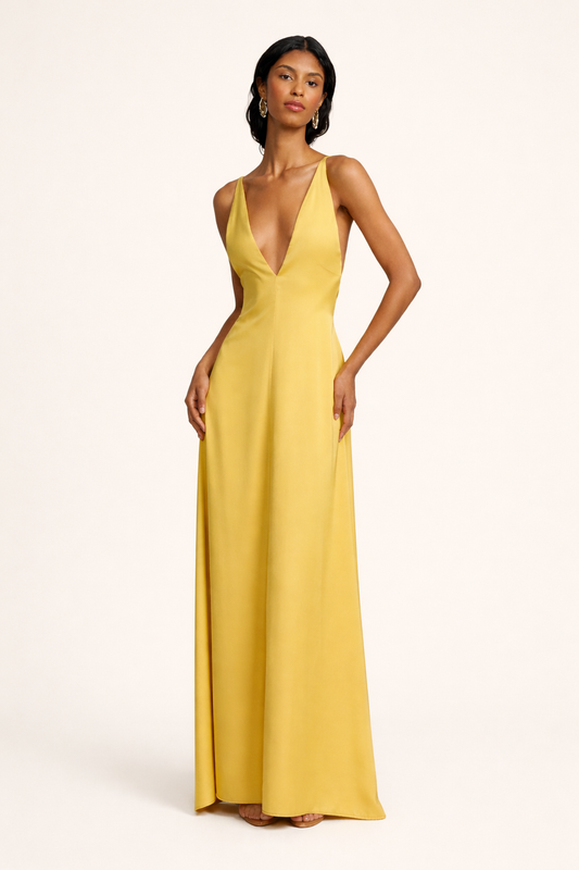 Robe longue à encolure profonde pour femmes - Bennet