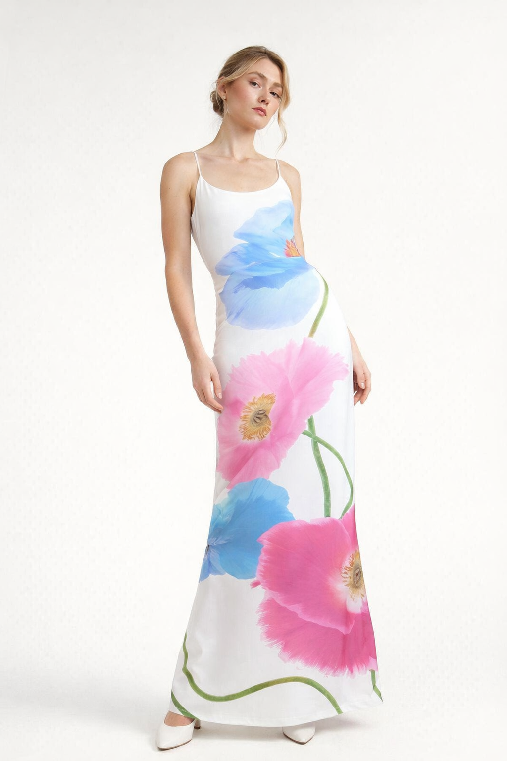 Großes Maxikleid mit Blumendruck für Frauen - Adelheid