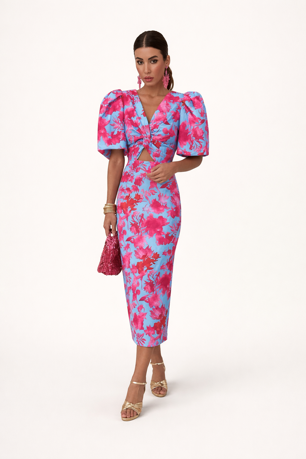Midikleid mit Blumenmuster für Frauen - Amely