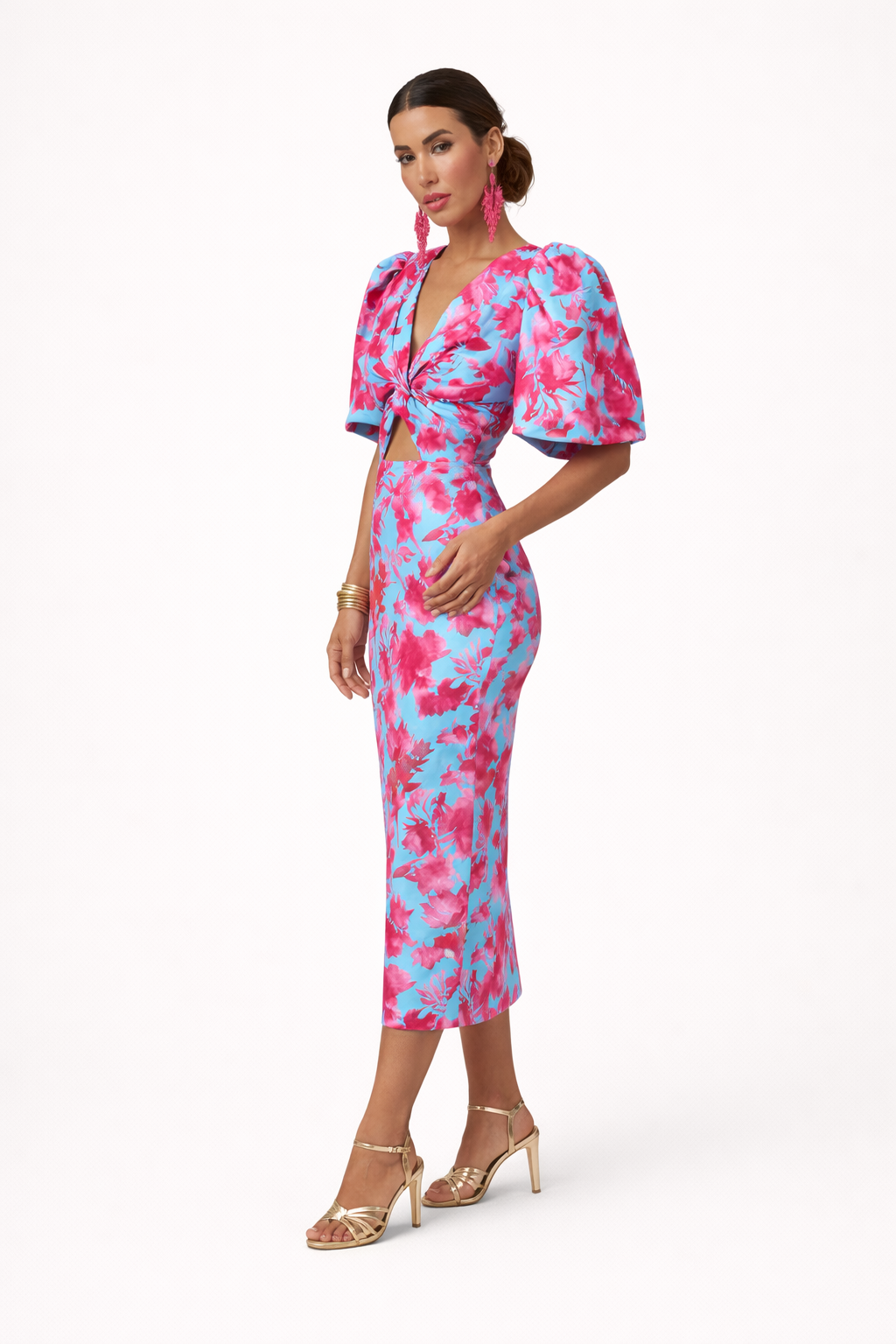 Midikleid mit Blumenmuster für Frauen - Amely