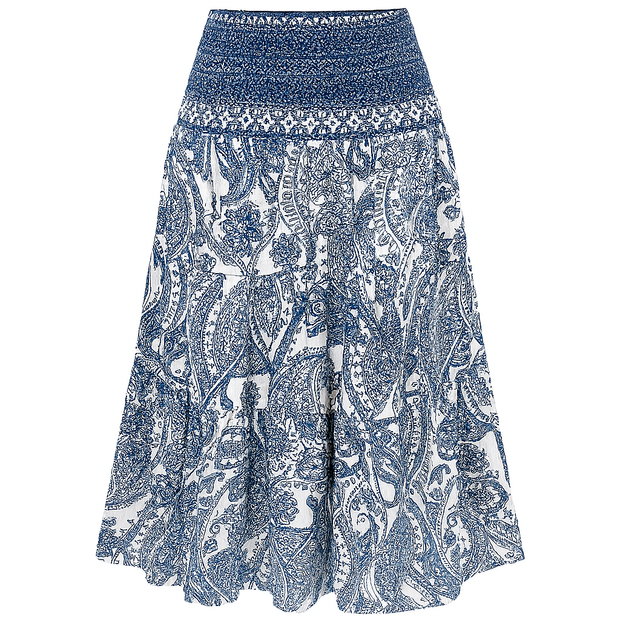 Jupe longue à taille élastiquée pour femme, imprimé bohème - Éloise