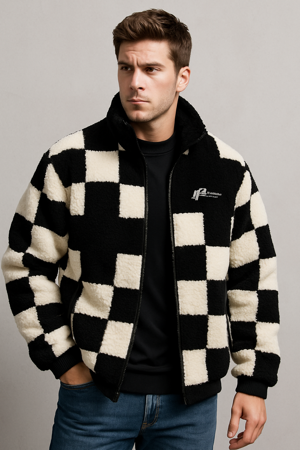Herren-Winterjacke mit Fleece-Effekt - Davor