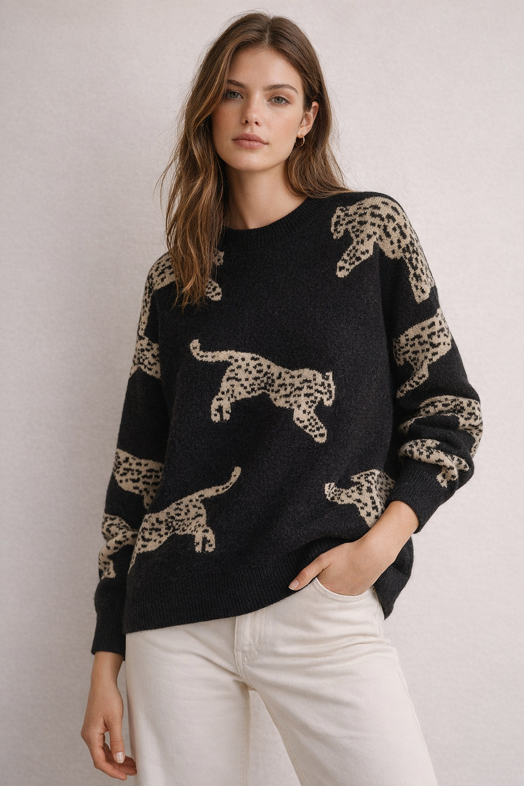 Damen Strickpulli mit grafischem Motiv - Yrvala