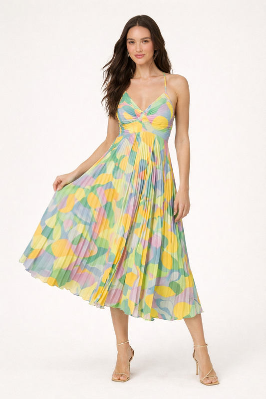 Robe midi légère et fraîche pour femmes avec fines bretelles - Aranza