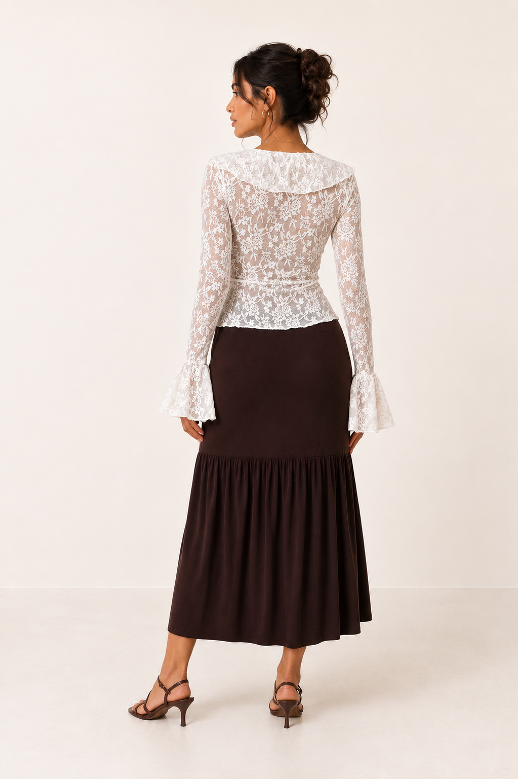 Damen-Spitzenbluse mit Rüschenbesatz - Helena