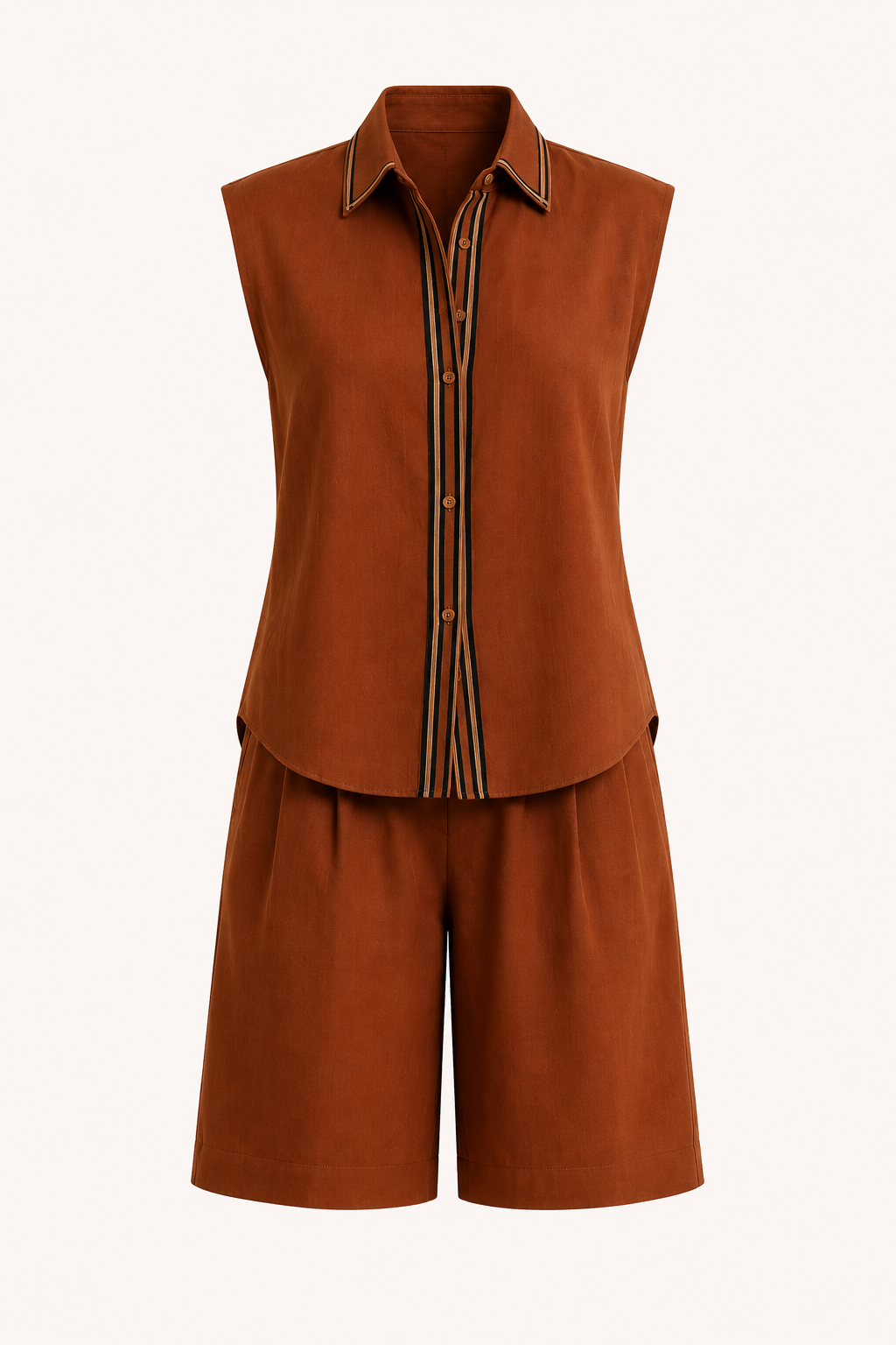 Zweiteiliges Sommer-Set für Damen mit ärmelloser Bluse und langen Shorts – Serena