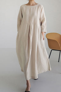 Damen Leinenkleid locker atmungsaktiv Midi - Elisa
