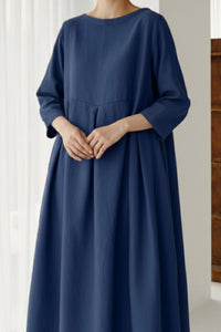 Damen Leinenkleid locker atmungsaktiv Midi - Elisa