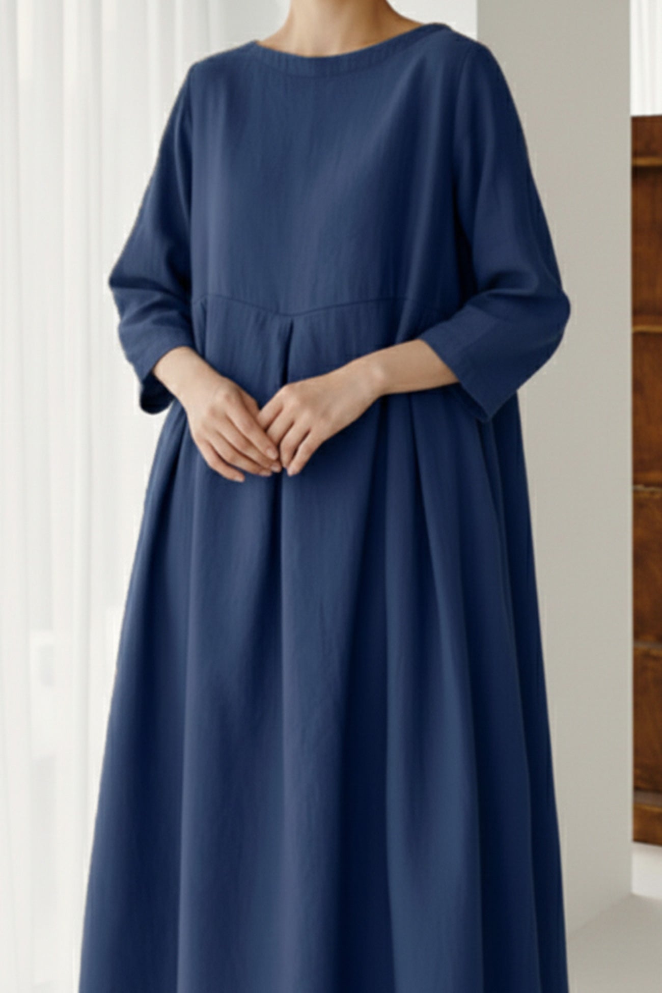 Damen Leinenkleid locker atmungsaktiv Midi - Elisa