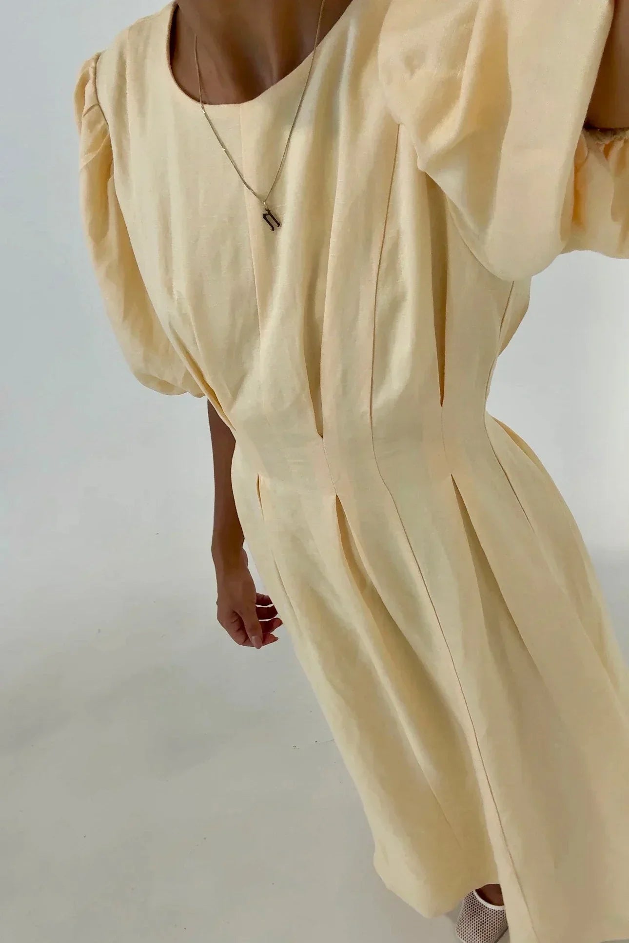 Midikleid mit Puffärmeln für Frauen - Frieda