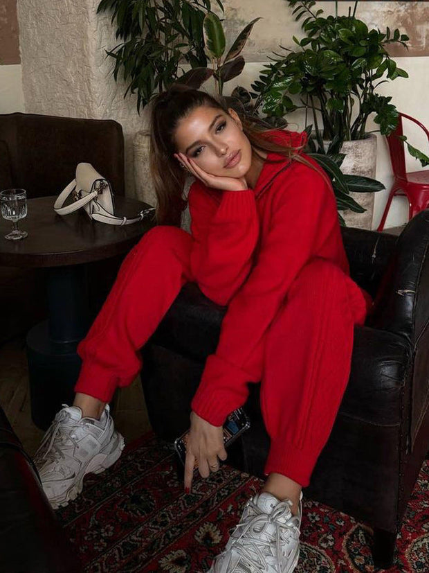 Gestricktes Loungewear-Set für Damen mit Kapuze - Alessia