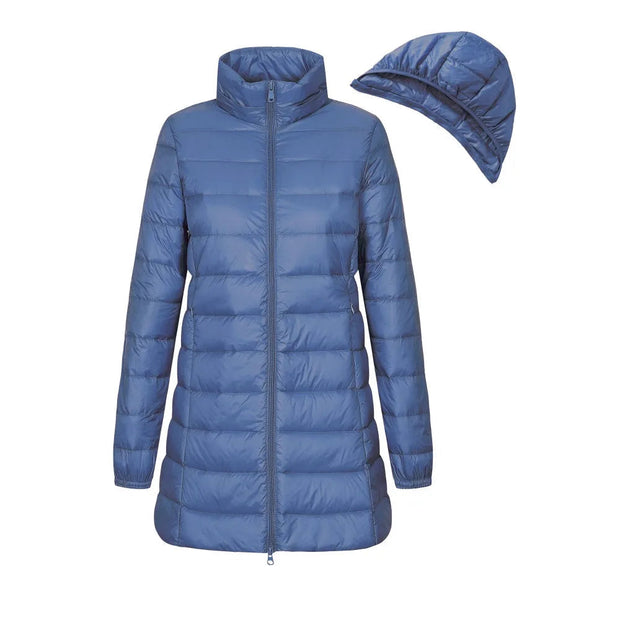 Veste longue matelassée à capuche pour femme - Yvette