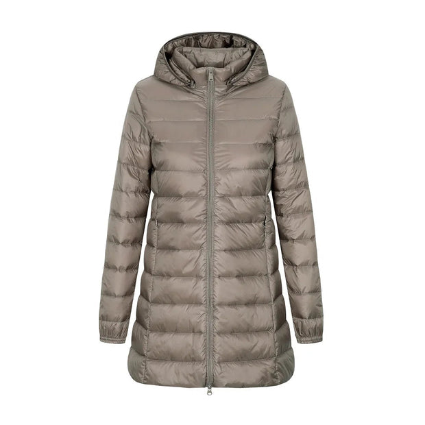 Veste longue matelassée à capuche pour femme - Yvette