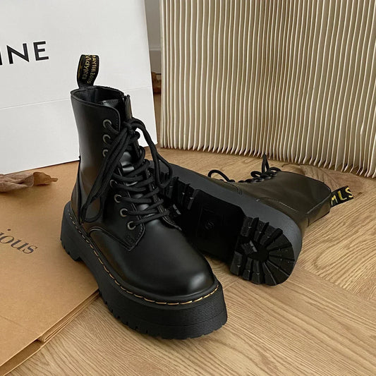 Xime - Bottes classiques en cuir pour dames avec plateforme