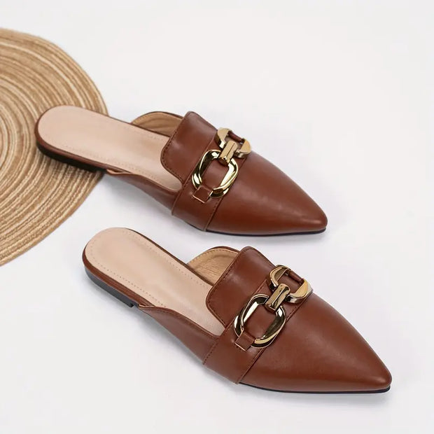 Mules plates pour femmes avec bordure métallique - Heidy