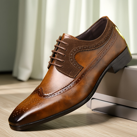 Chaussures habillées Oxford perforées classiques pour hommes - Brevion