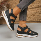 Orthopädische Damen-Komfort-Sandalen mit leichtem Keilabsatz - Vanne