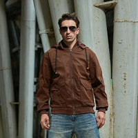 EASTON - Blouson en cuir avec capuche