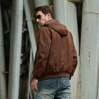 EASTON - Blouson en cuir avec capuche