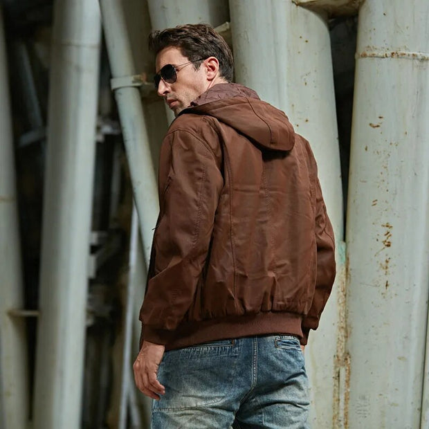EASTON - Blouson en cuir avec capuche