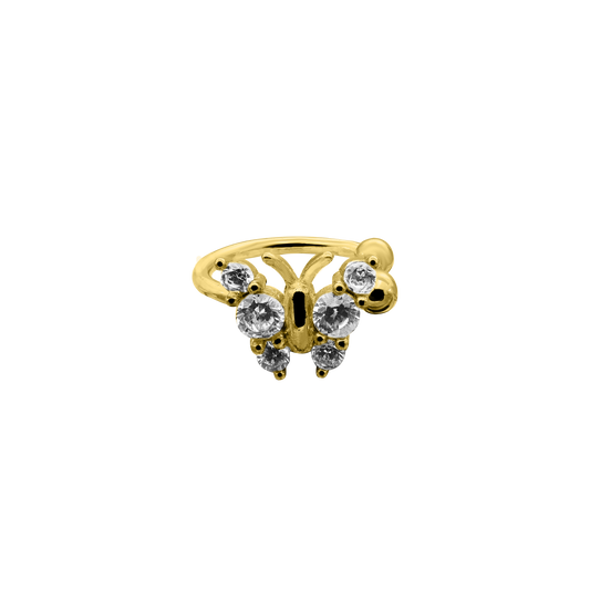 Oreillette papillon en plaqué or 14 carats