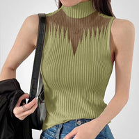 Charlotte - Top crop transparent en maille avec bretelles autour du cou