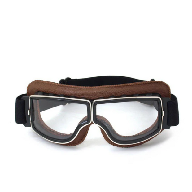 Lunettes de moto en cuir vintage