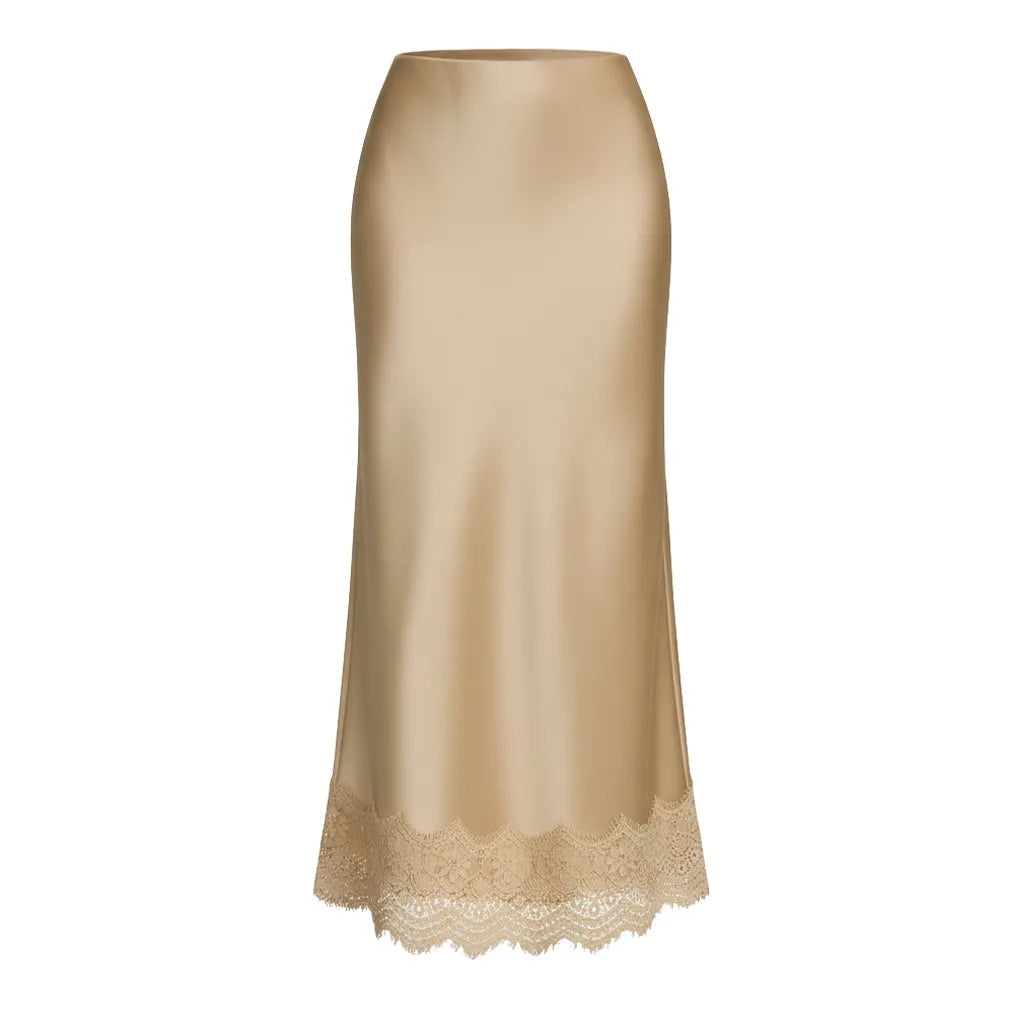 Damen Maxirock schlichtes Finish Spitze Detail eleganter Stil - Mireya