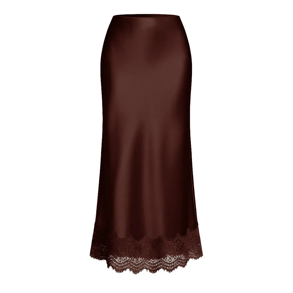 Damen Maxirock schlichtes Finish Spitze Detail eleganter Stil - Mireya