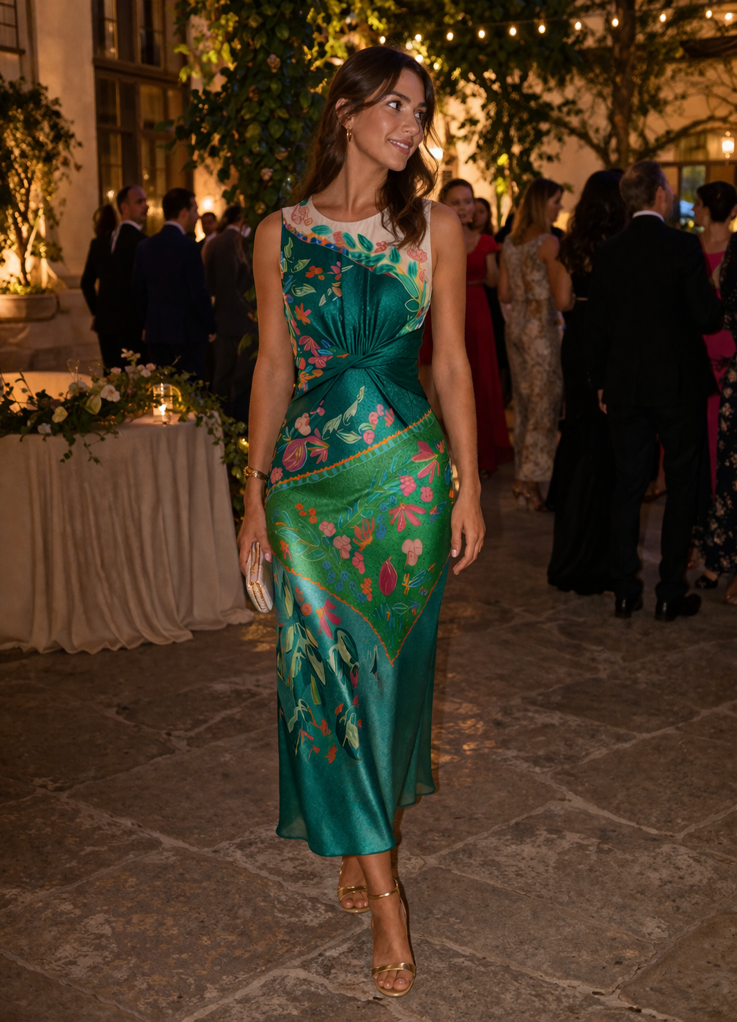 Damen ärmelloses ärmelloses Sommer Party Style bedrucktes Midi Kleid - Agnese
