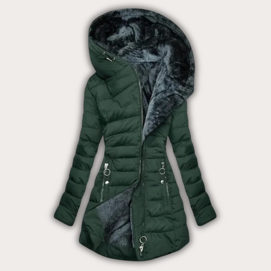Doudoune chaude pour femmes avec capuche en fourrure