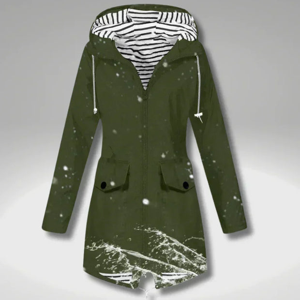 Manteau léger et imperméable avec capuche réglable pour femmes - Jade