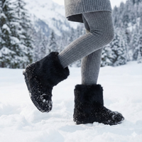 Damen-Winterstiefel mit plüschigem Schaft und bequemem Keil - Kavira
