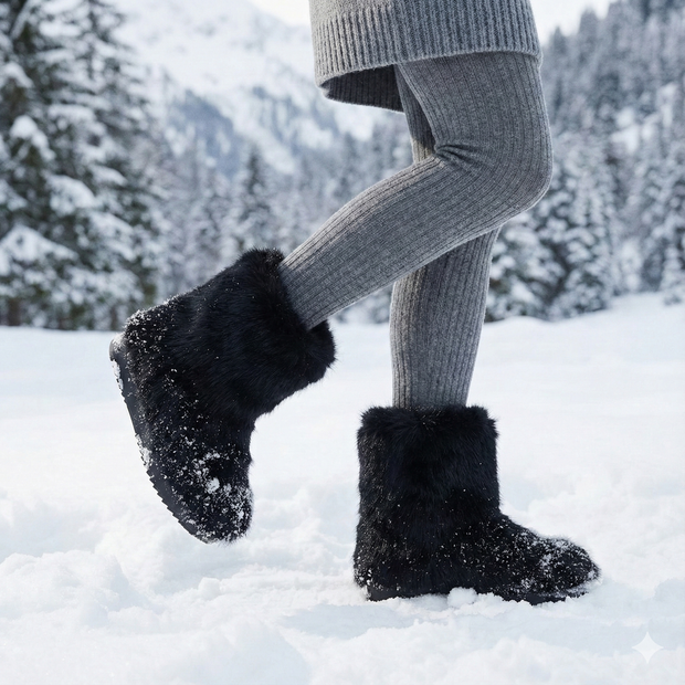 Damen-Winterstiefel mit plüschigem Schaft und bequemem Keil - Kavira