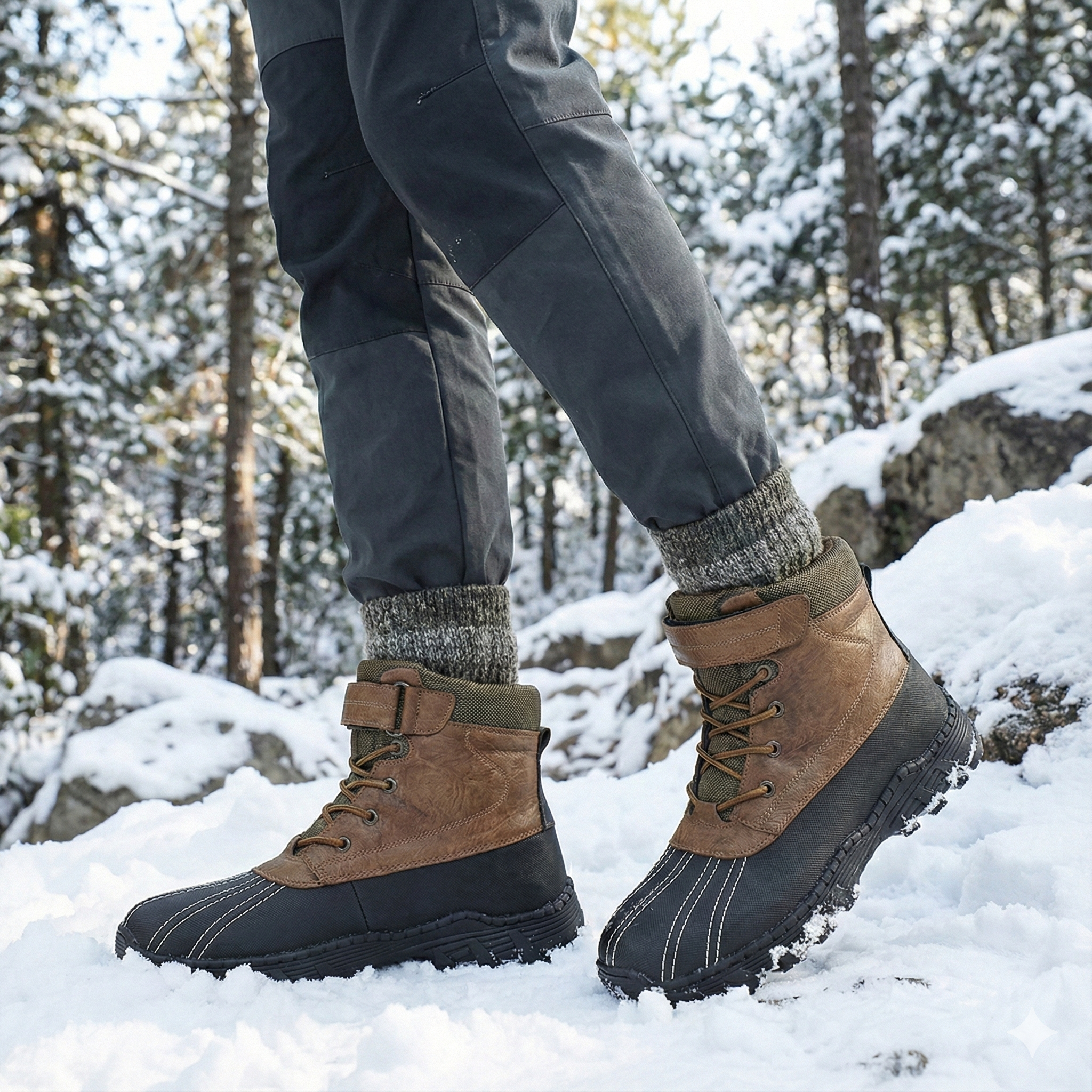 Wasserdichte Herren-Winterstiefel mit Schnürsenkeln - Raveln