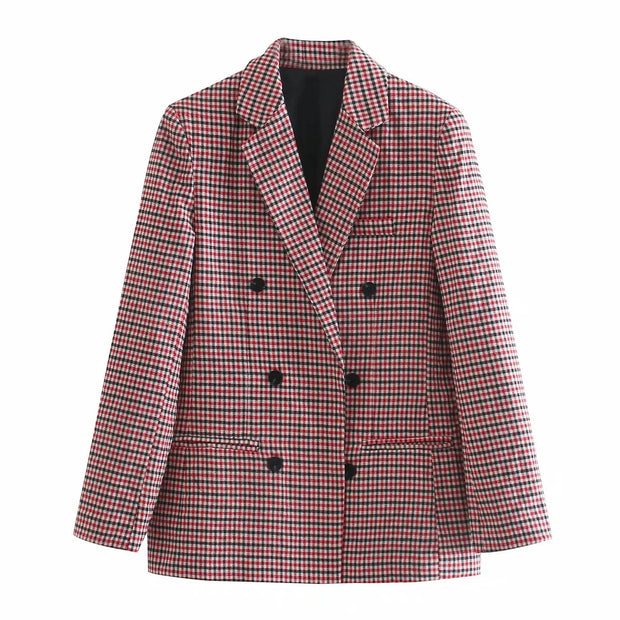 Blazer à manches longues à carreaux