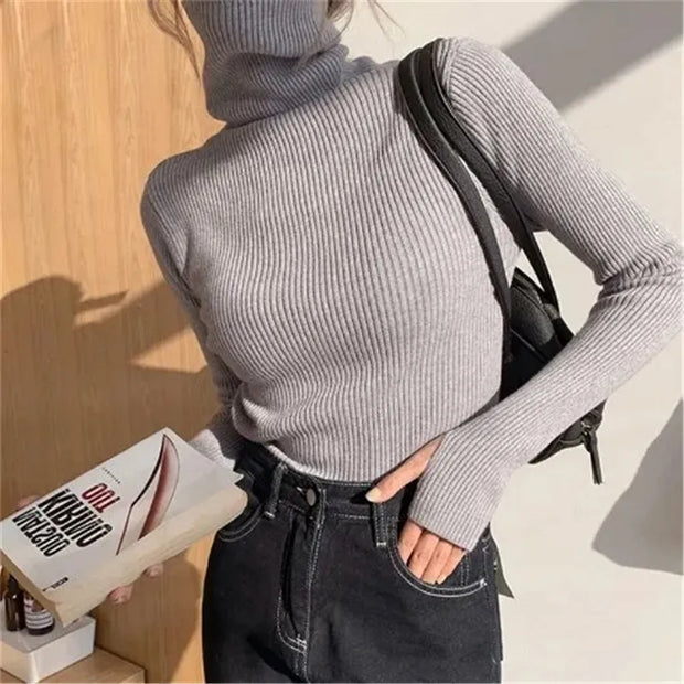 Pulls à col roulé Slim pour femmes