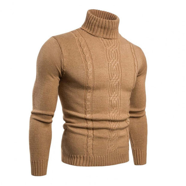 LUCIAN - Pull à col roulé en coton avec motif torsadé