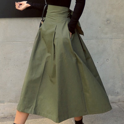 Jupe midi taille haute pour femme