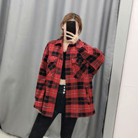 ALICE - Surchemise en laine carreaux décontracté oversized
