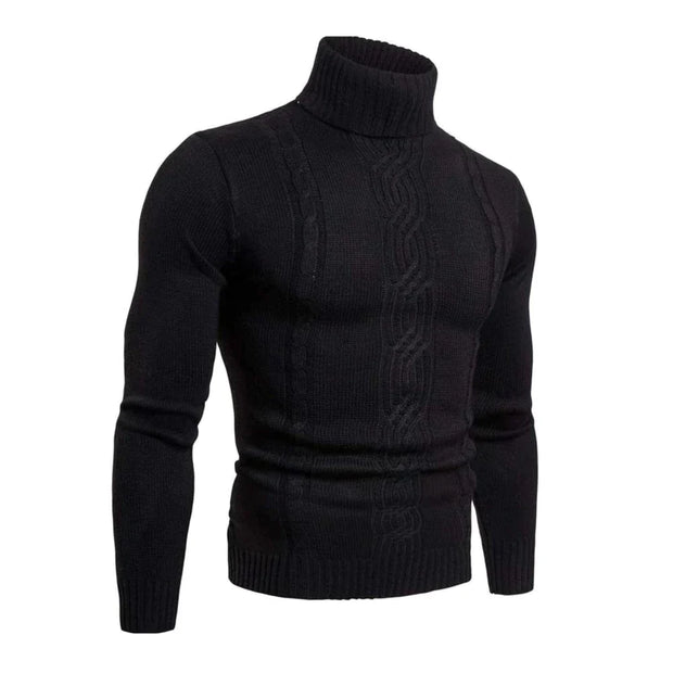 LUCIAN - Pull à col roulé en coton avec motif torsadé