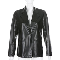 MODACHIC - Blazer décontracté en cuir PU
