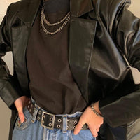 MODACHIC - Blazer décontracté en cuir PU