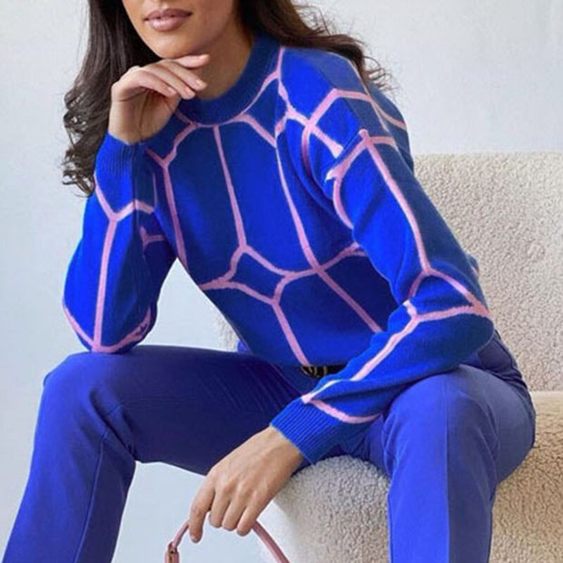 Chio - Geometrischer Rundhalspullover mit markantem Muster