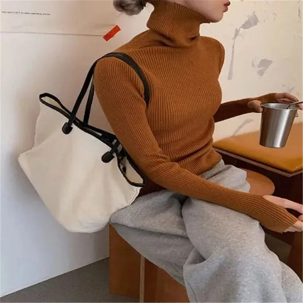 Pulls à col roulé Slim pour femmes
