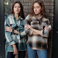 ALICE - Surchemise en laine carreaux décontracté oversized