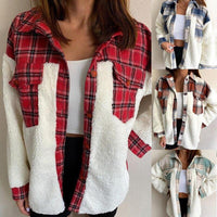 MODACHIC - Veste en laine d'agneau à carreaux