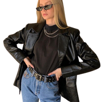 MODACHIC - Blazer décontracté en cuir PU